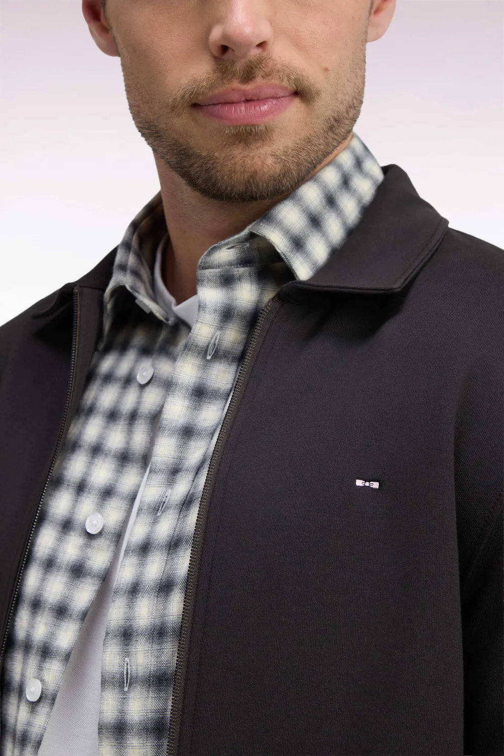 Eden Park Tradi Preppy sweat zippé col polo coton marron