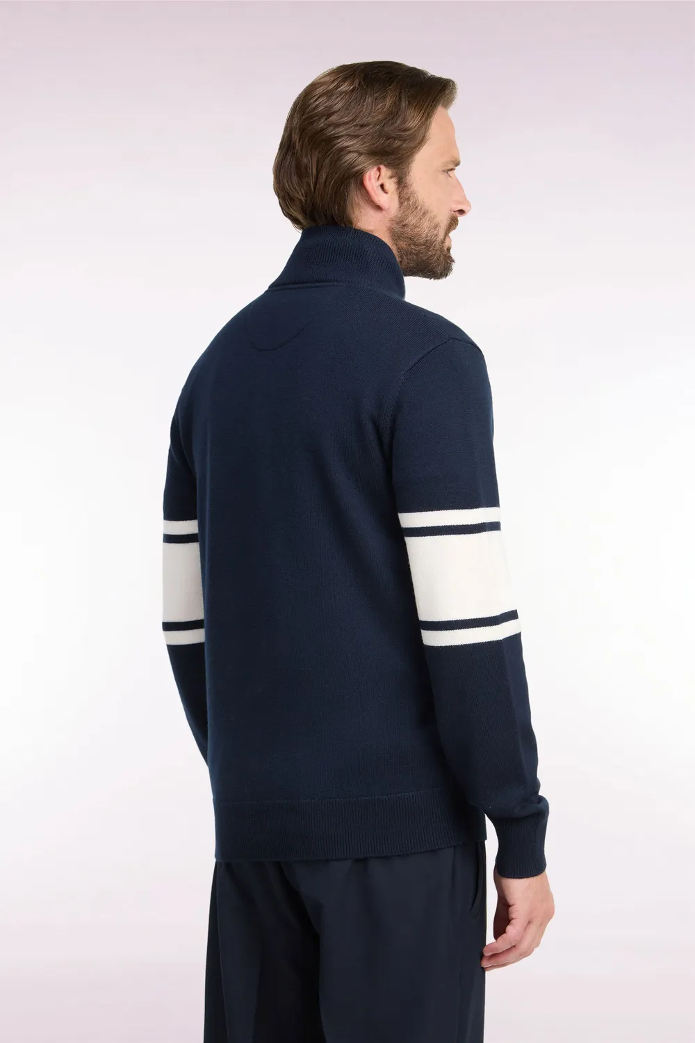 Eden Park cardigan zippé marine laine mérinos homme