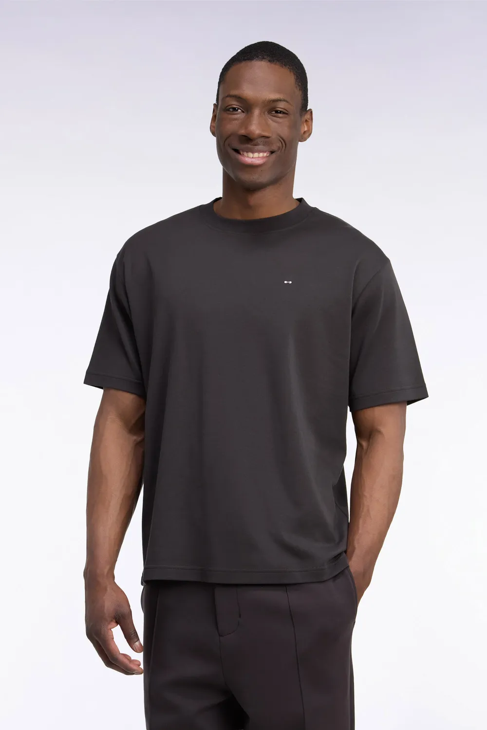 Eden Park t-shirt unisexe coton marron col rond coupe loose