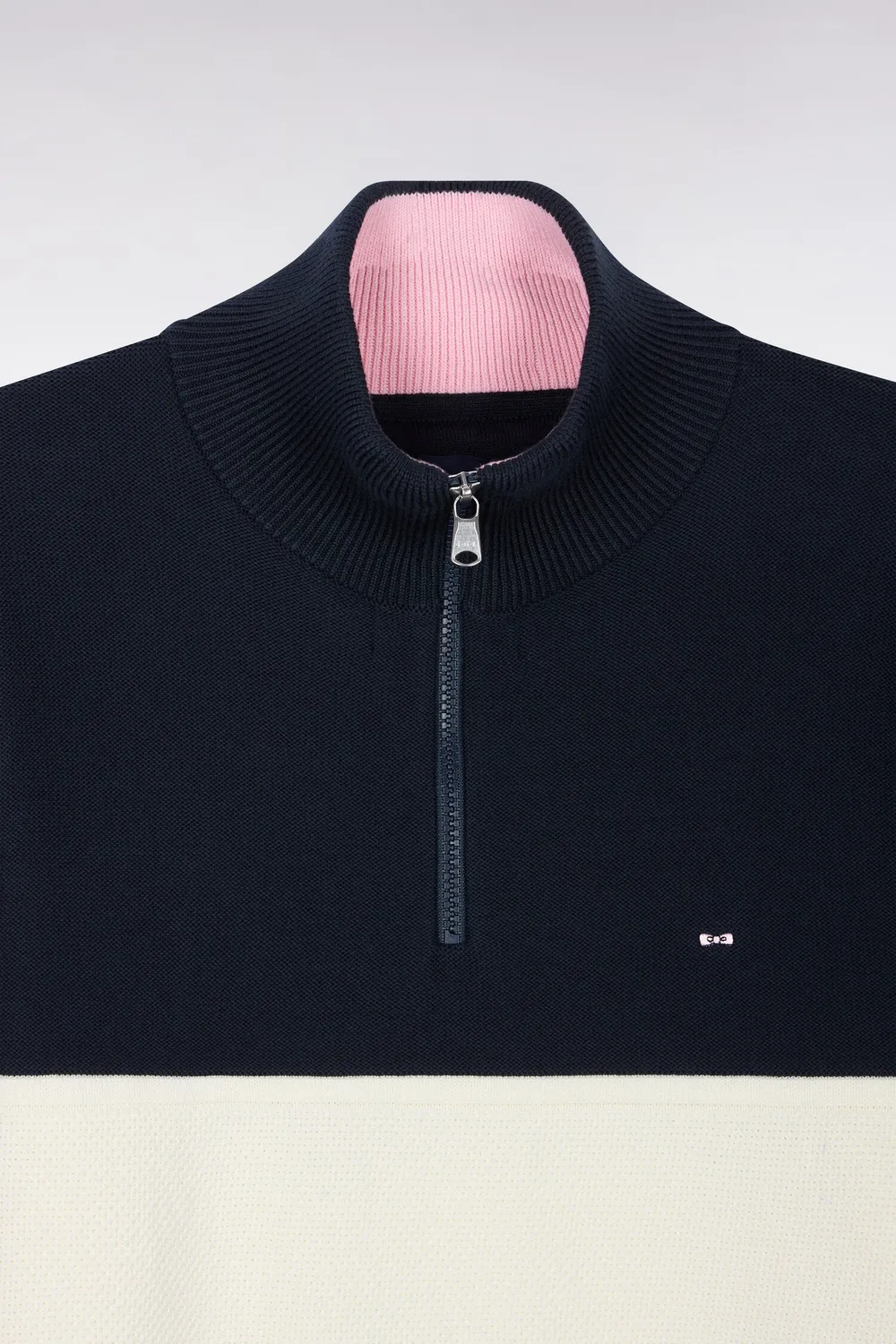 Eden Park Tricolore pull homme camionneur zippé marine coton