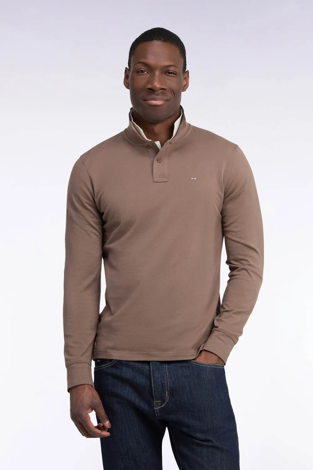 Eden Park polo manches longues marron pima