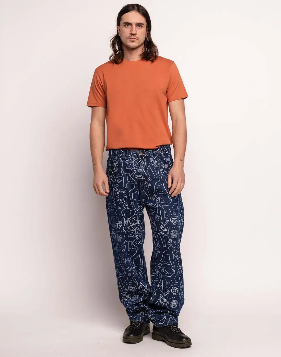 Olow Costa Life Dance pantalon denim bleu coupe ample