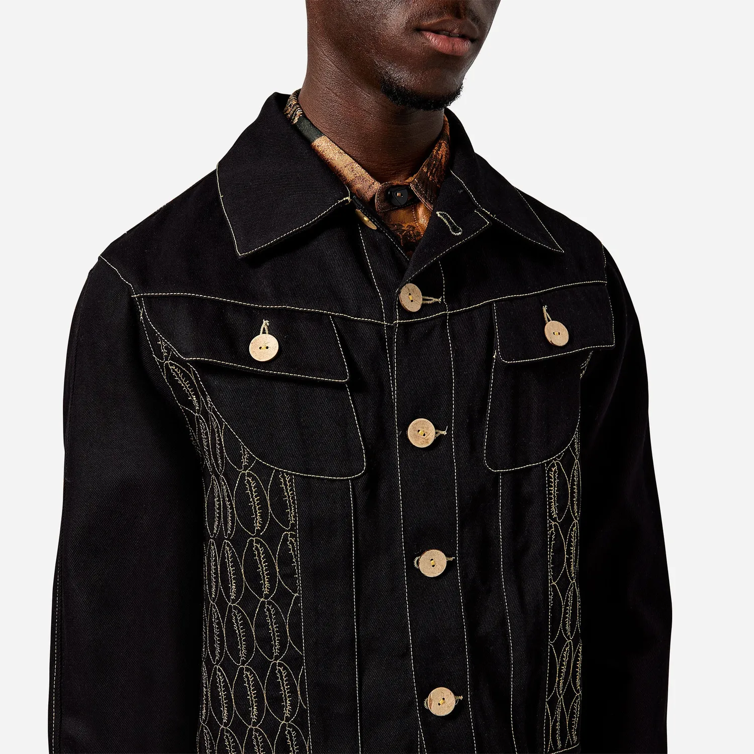 Labrum Black Label veste homme work denim noir brodé