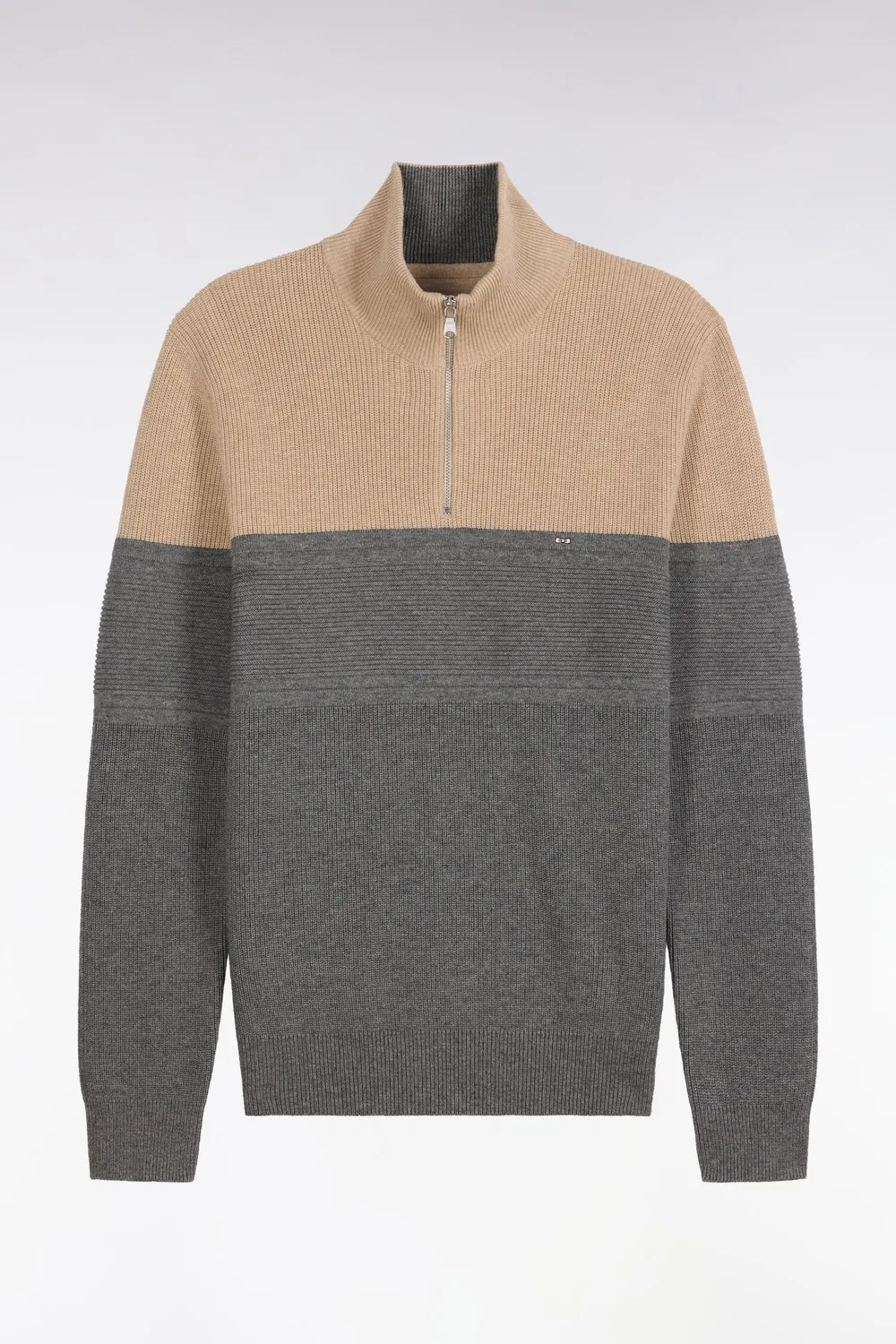 Eden Park pull col camionneur beige gris laine coton