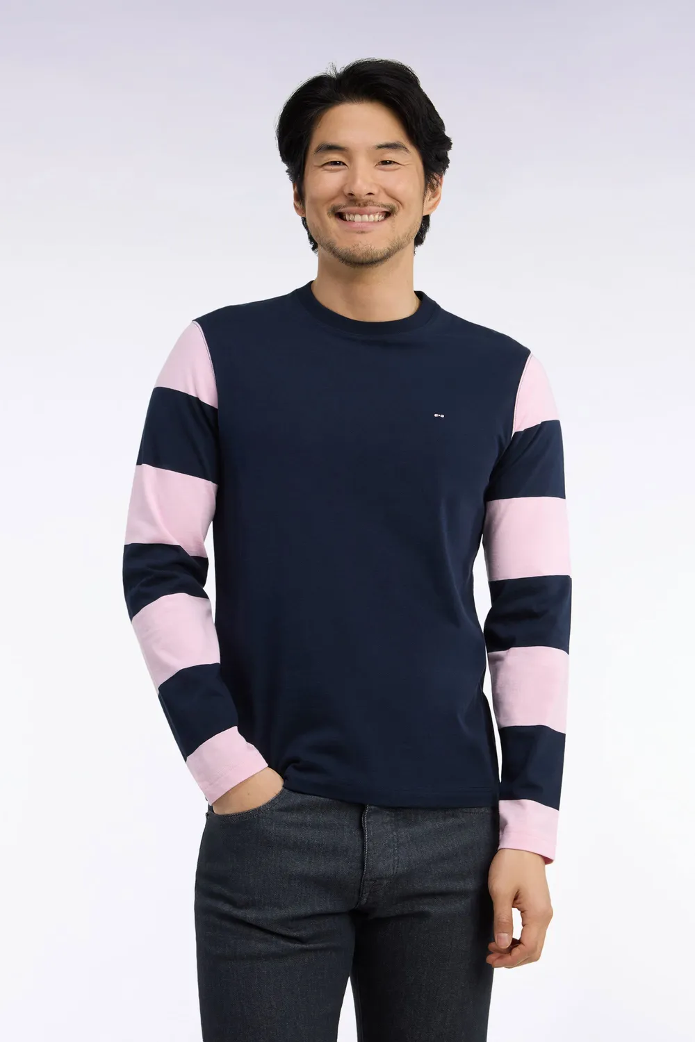 Eden Park t-shirt manches longues marine coton homme