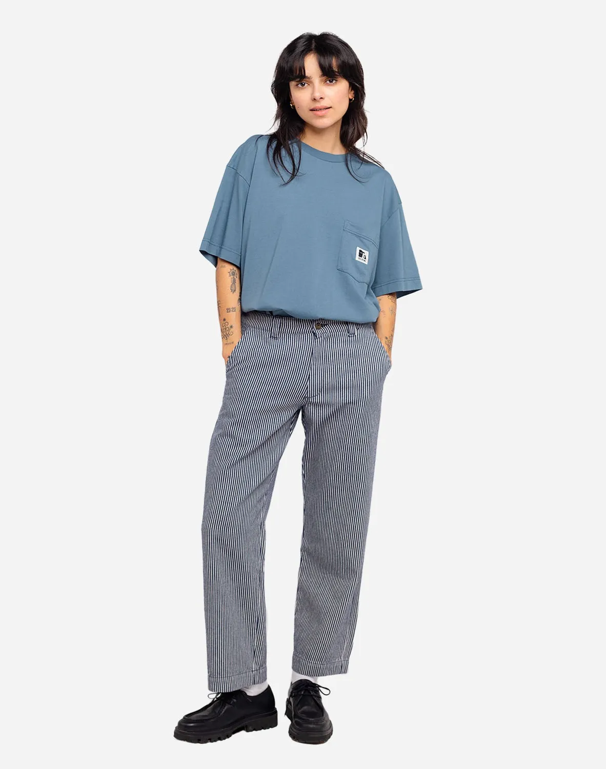 OLOW Chuck pantalon denim rayé workwear
