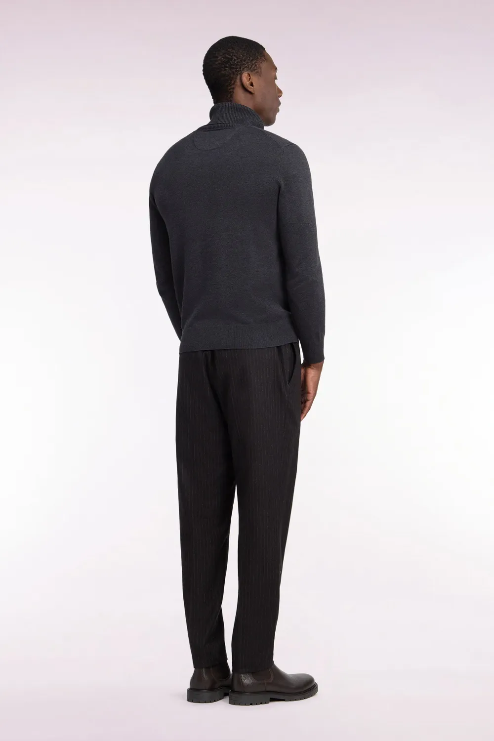 Eden Park Club pantalon homme marron rayures flanelle