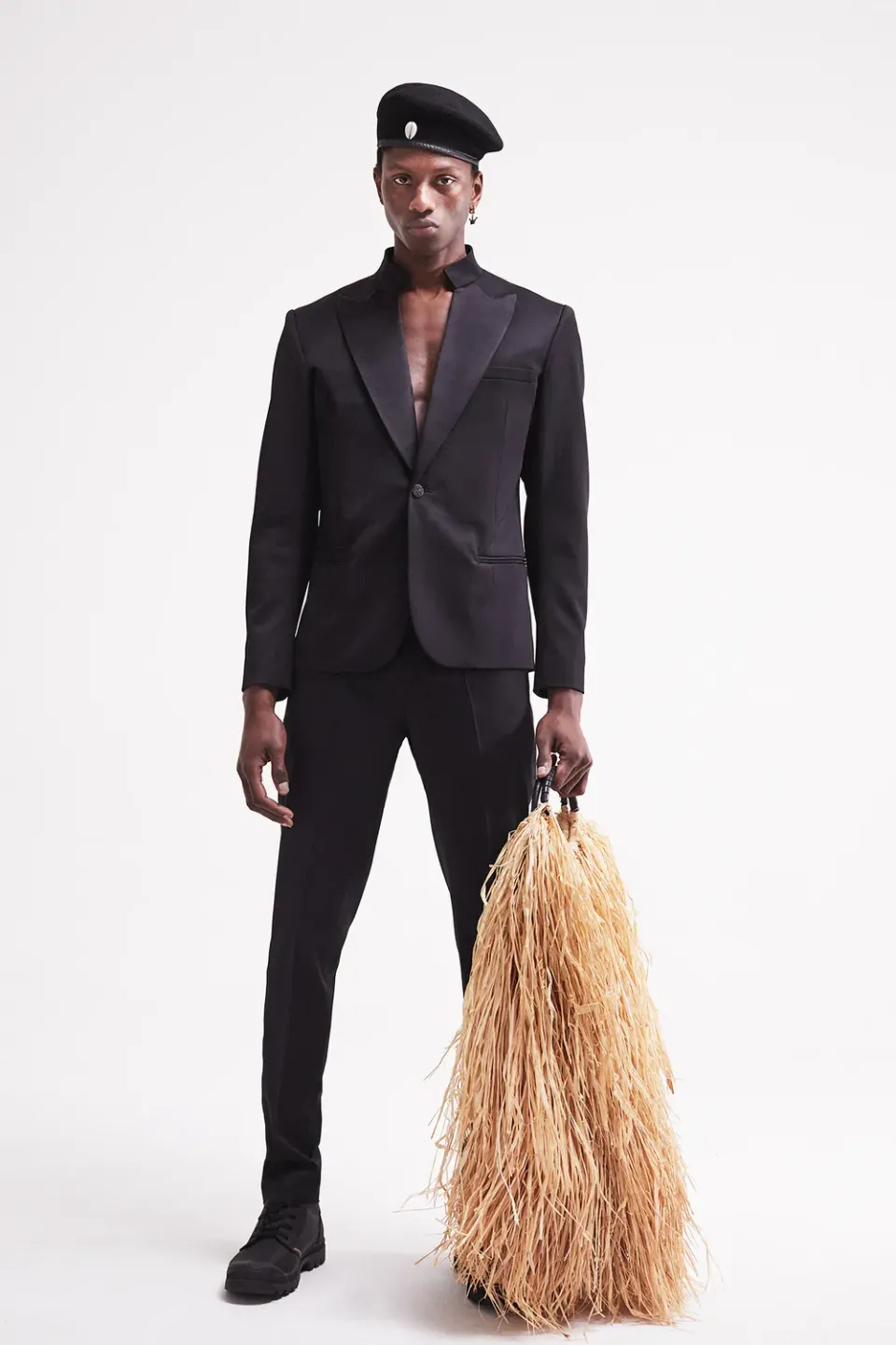 FRENCH DEAL Black Pant pantalon laine noir smoking
