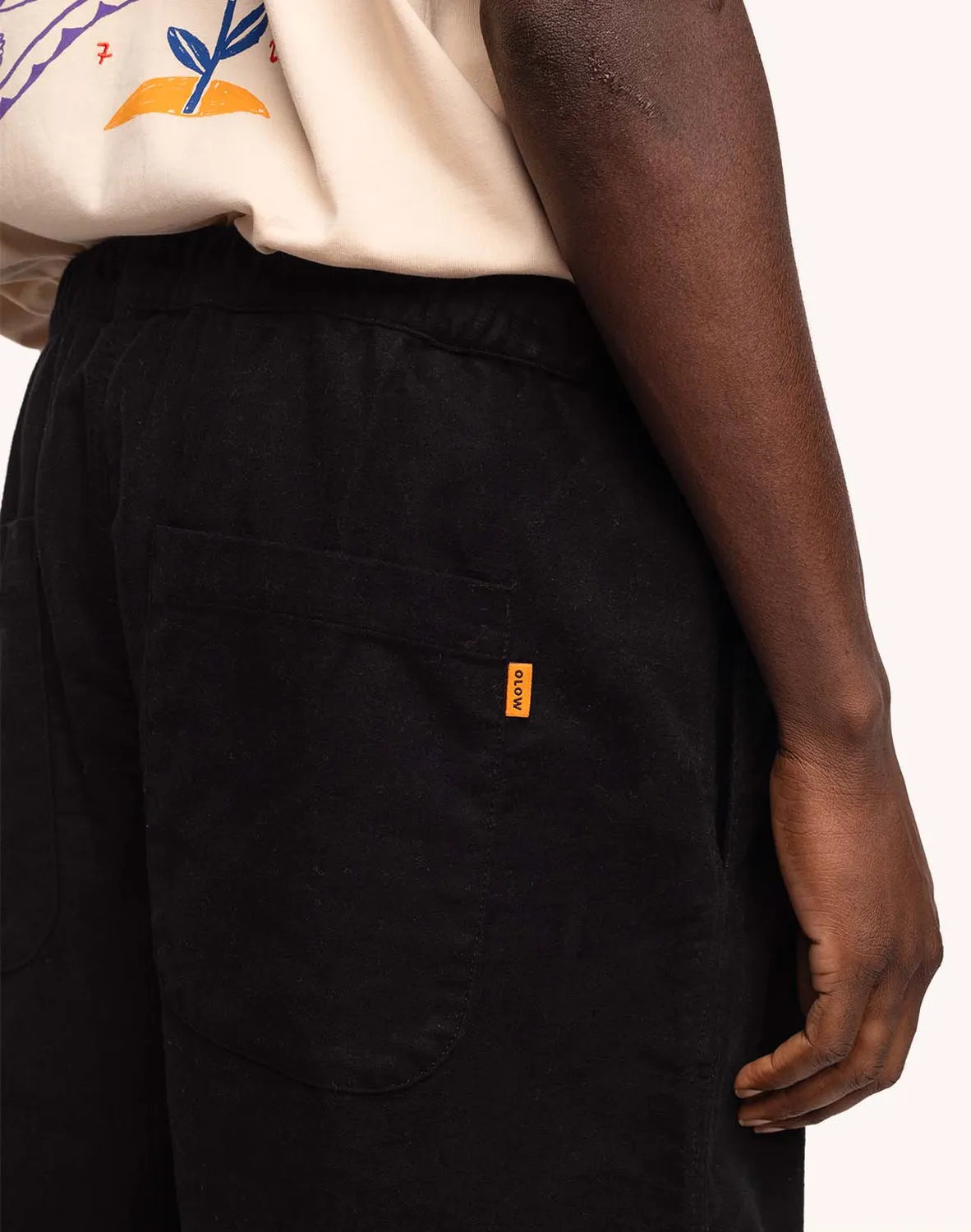 Olow Bruce pantalon large noir coton