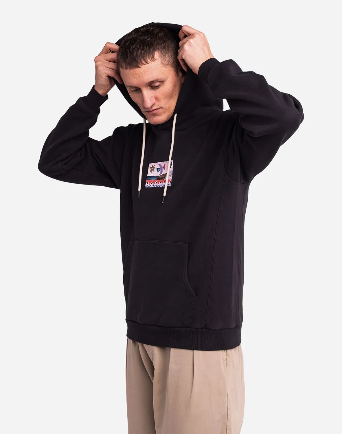 Olow Hood Hoodie noir carbone brodé molleton