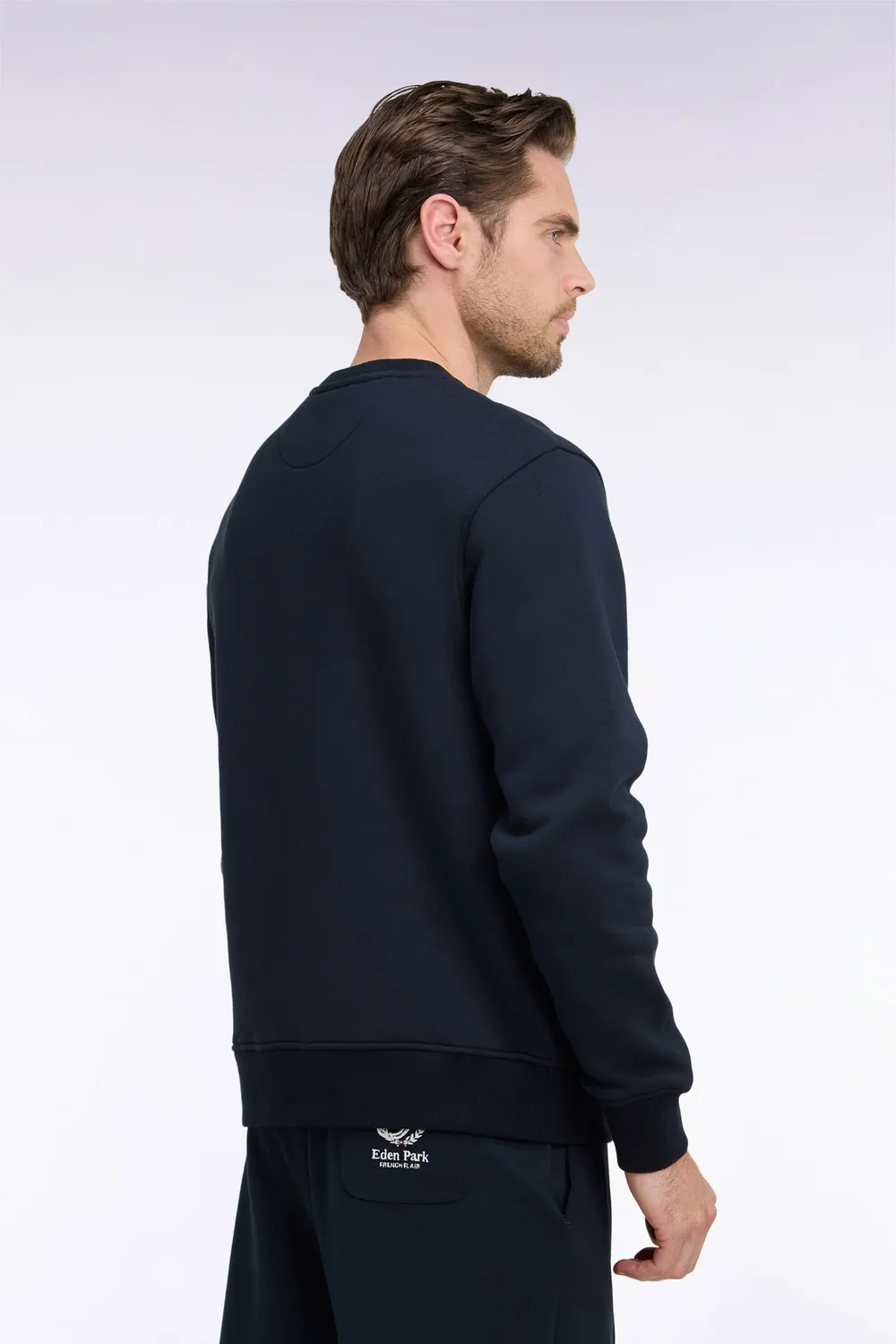 Eden Park sweat molleton marine brodé coupe droite