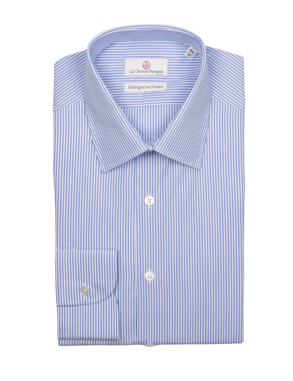 La Chemise Française Rayure Fine 2mm chemise homme bleu ciel col français