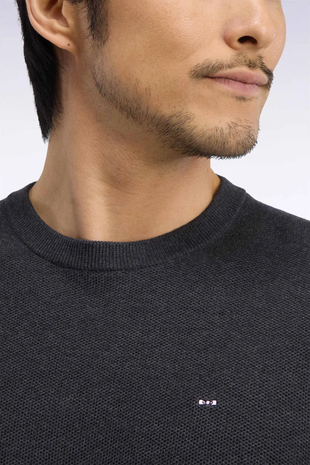 Eden Park H26MAIPU0005 pull gris foncé maille nid d'abeille