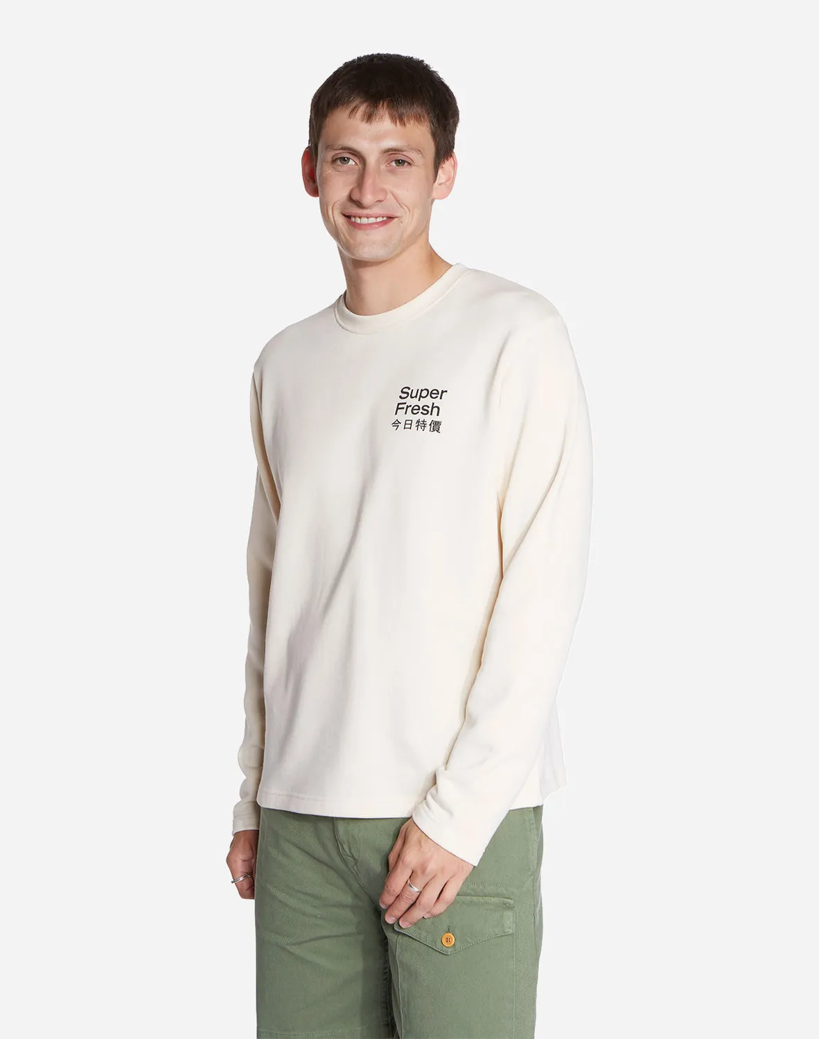 OLOW Super Fresh sweat ivoire coton bio brodé
