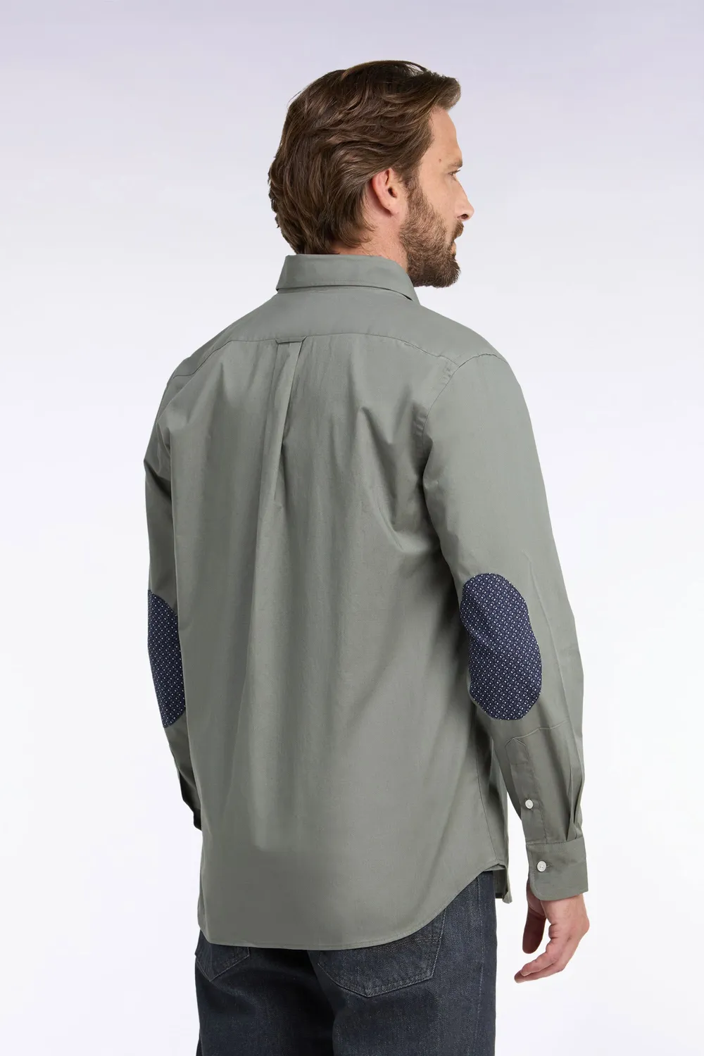 Eden Park chemise coton kaki micromotifs droite