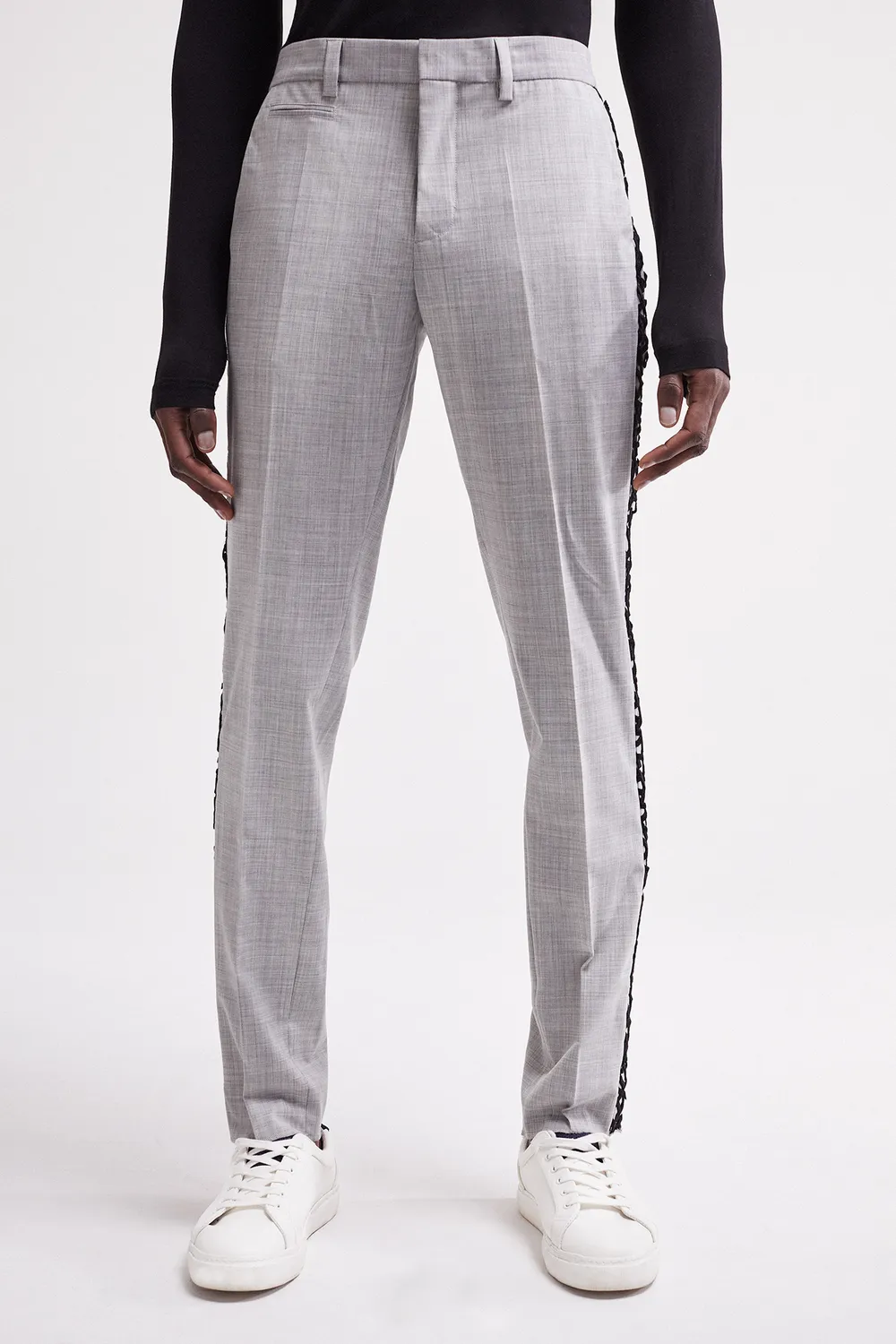 FRENCH DEAL Tuxedo pantalon gris laine