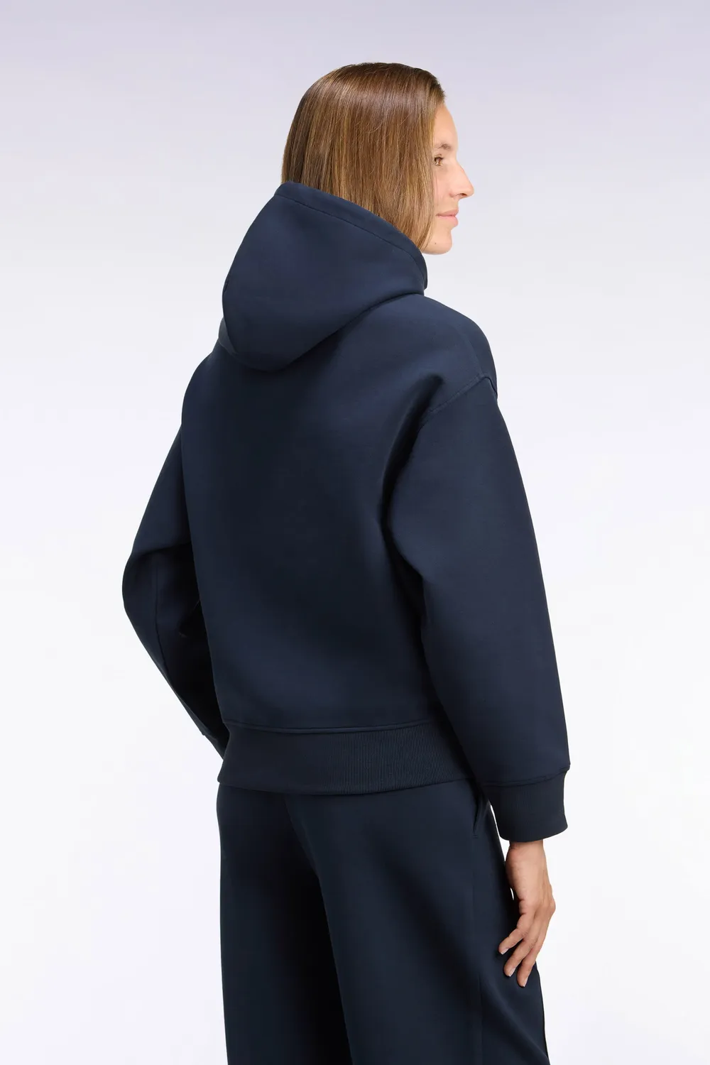 Eden Park sweat capuche interlock marine unisexe coupe loose