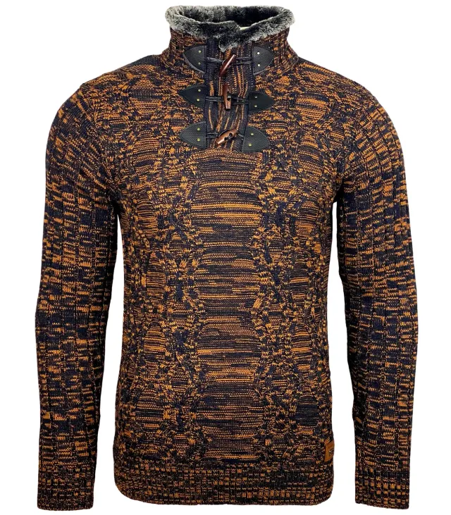 Subliminal Mode BX291 pull homme col montant noir grosse maille
