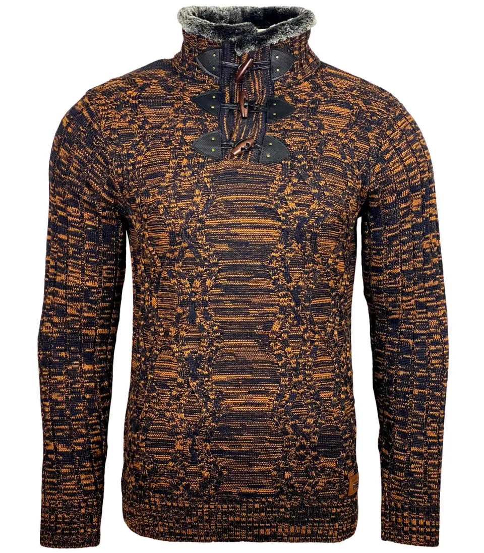 Subliminal Mode BX291 pull homme col montant noir grosse maille
