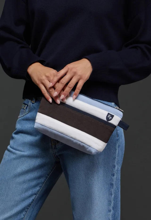 Eden Park Pap'Atelier pochette velours rayé upcyclée