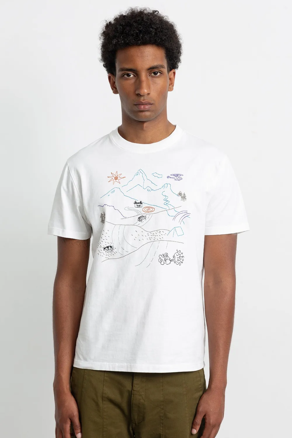 Edmmond Studios Outdoors t-shirt blanc brodé montagne