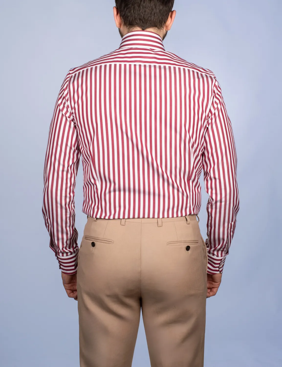 La Chemise Française Rayure Bâton Bourgogne 7mm chemise homme col italien