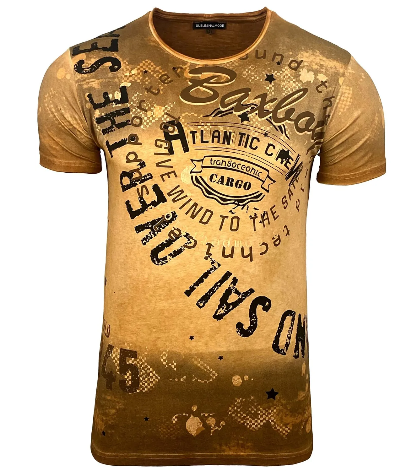 Subliminal Mode BX106 t-shirt col rond beige S délavé