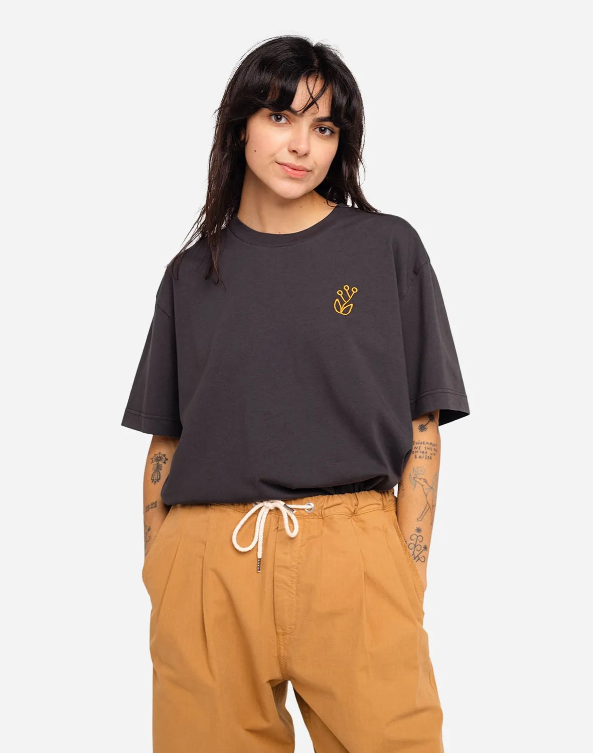 OLOW Campana t-shirt ample noir carbone brodé
