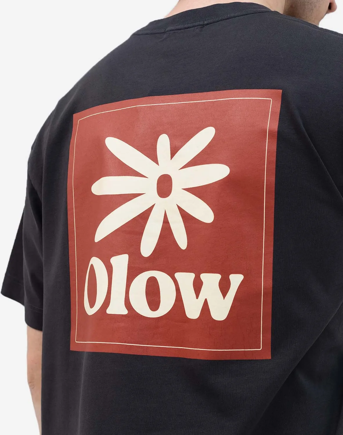 OLOW Flower t-shirt ample noir carbone coton bio