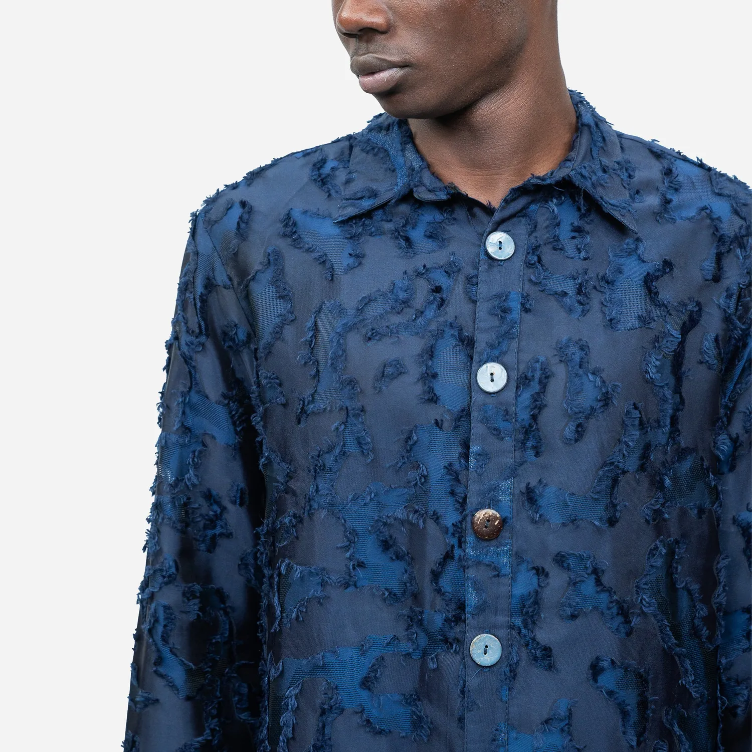 Labrum Royal Blue Textured Camo chemise homme bleu royal