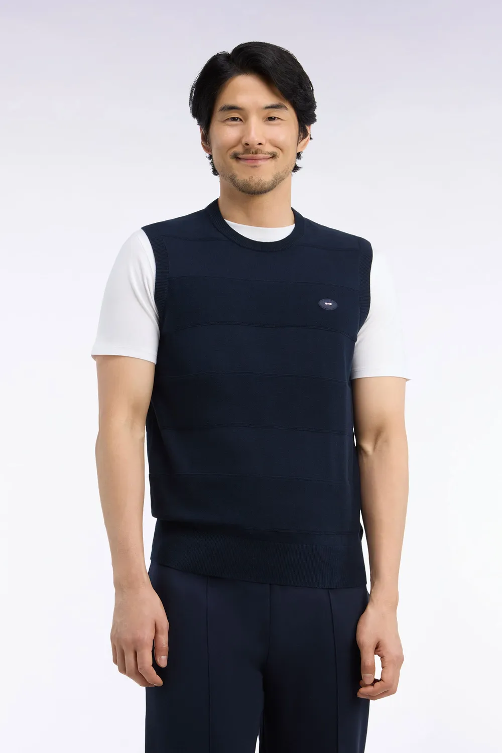 Eden Park Golf pull débardeur marine coton coupe droite