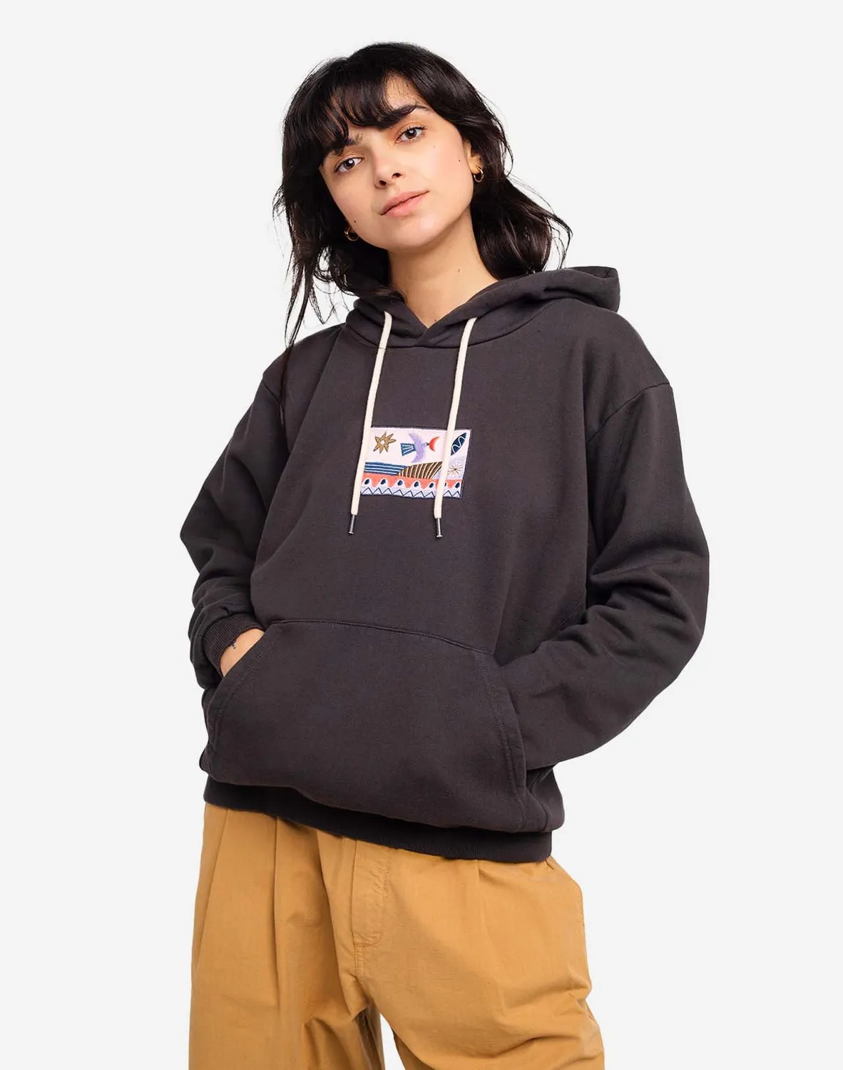 Olow Hood Hoodie noir carbone brodé molleton