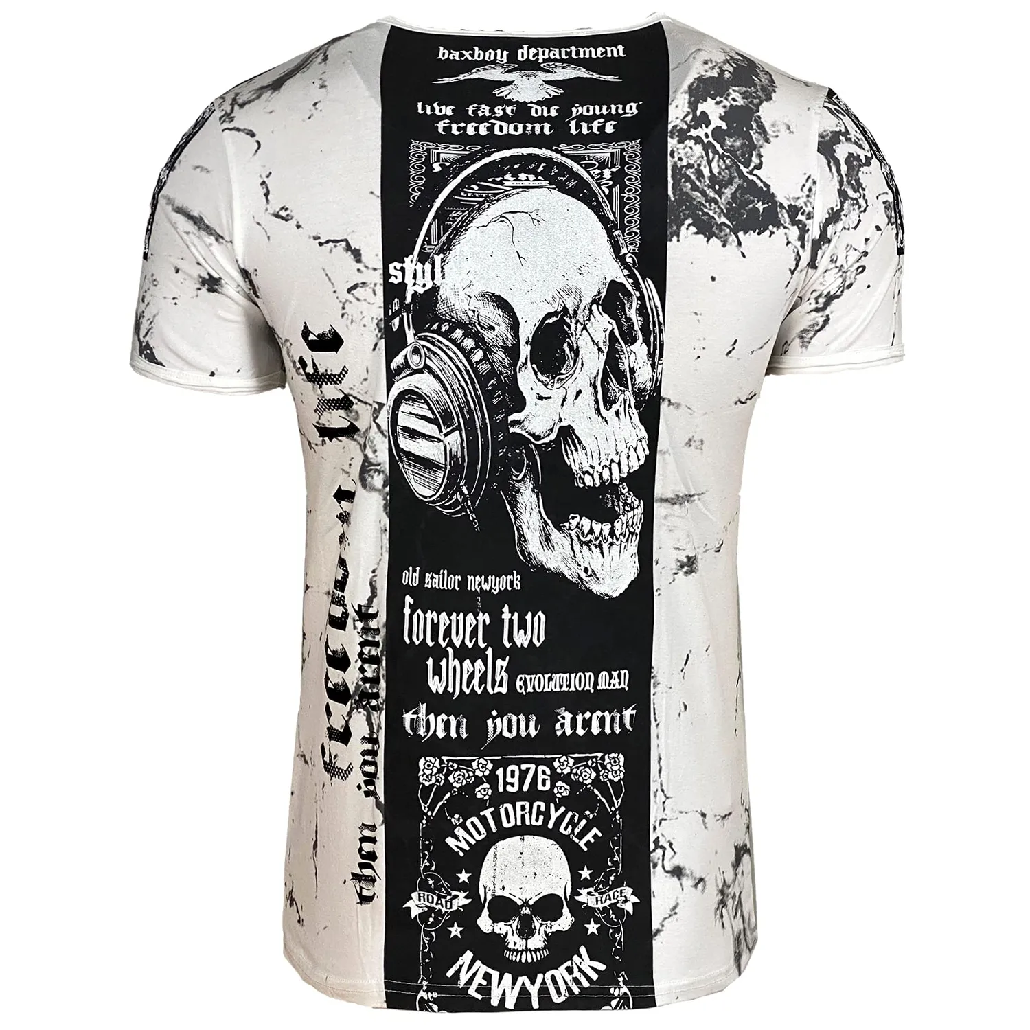 Subliminal Mode BX116 t-shirt homme délavé tête de mort