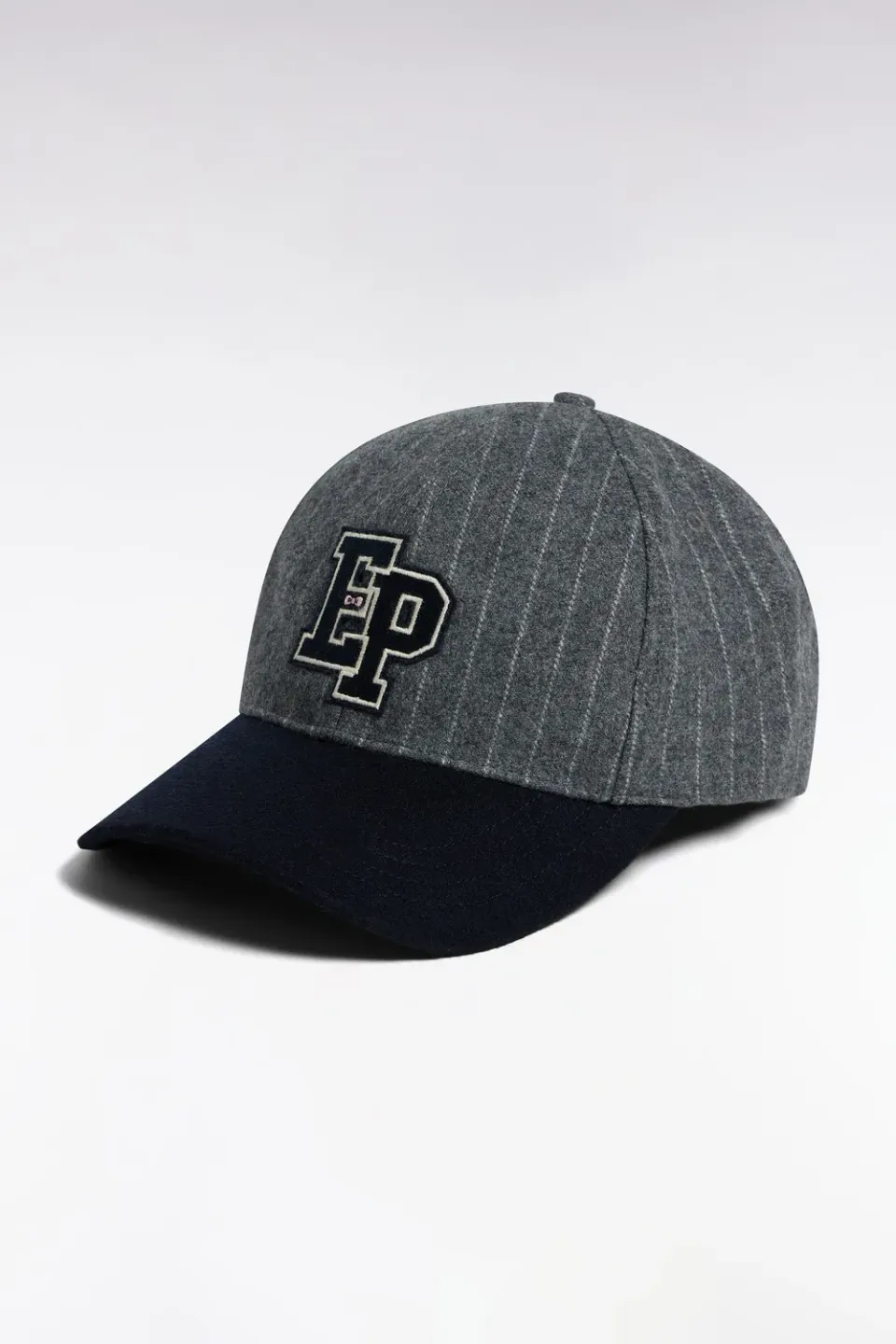 Eden Park casquette laine rayée gris patch EP