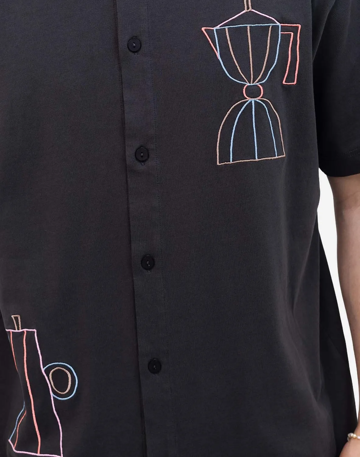 OLOW Moka t-shirt boutonné noir carbone