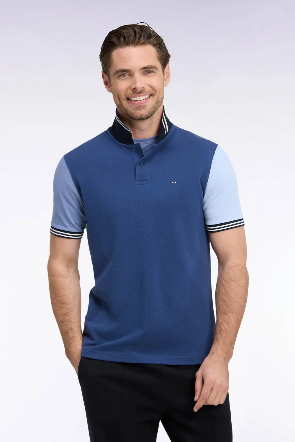 Eden Park polo manches courtes bleu tricolore