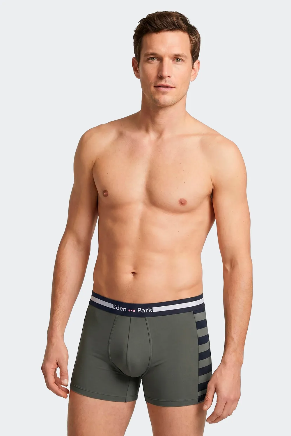 Eden Park lot 2 boxers stretch marine kaki coton