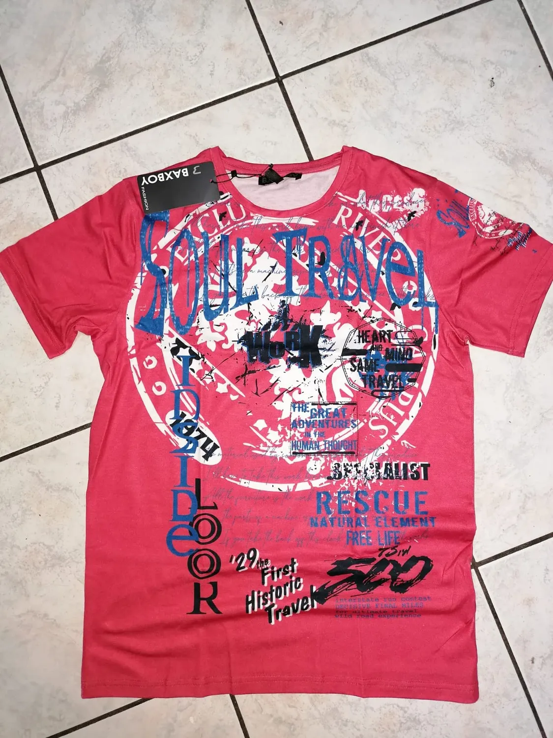 Subliminal Mode BX117 t-shirt homme manches courtes rouge vintage
