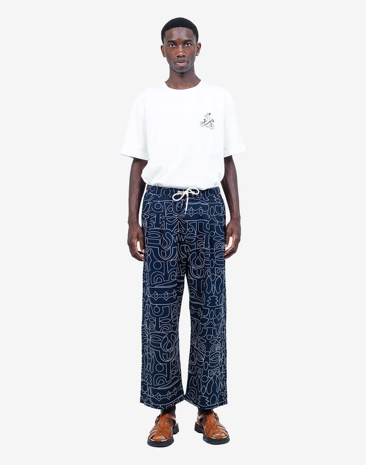 OLOW Bruce Palang pantalon bleu marine large en coton bio