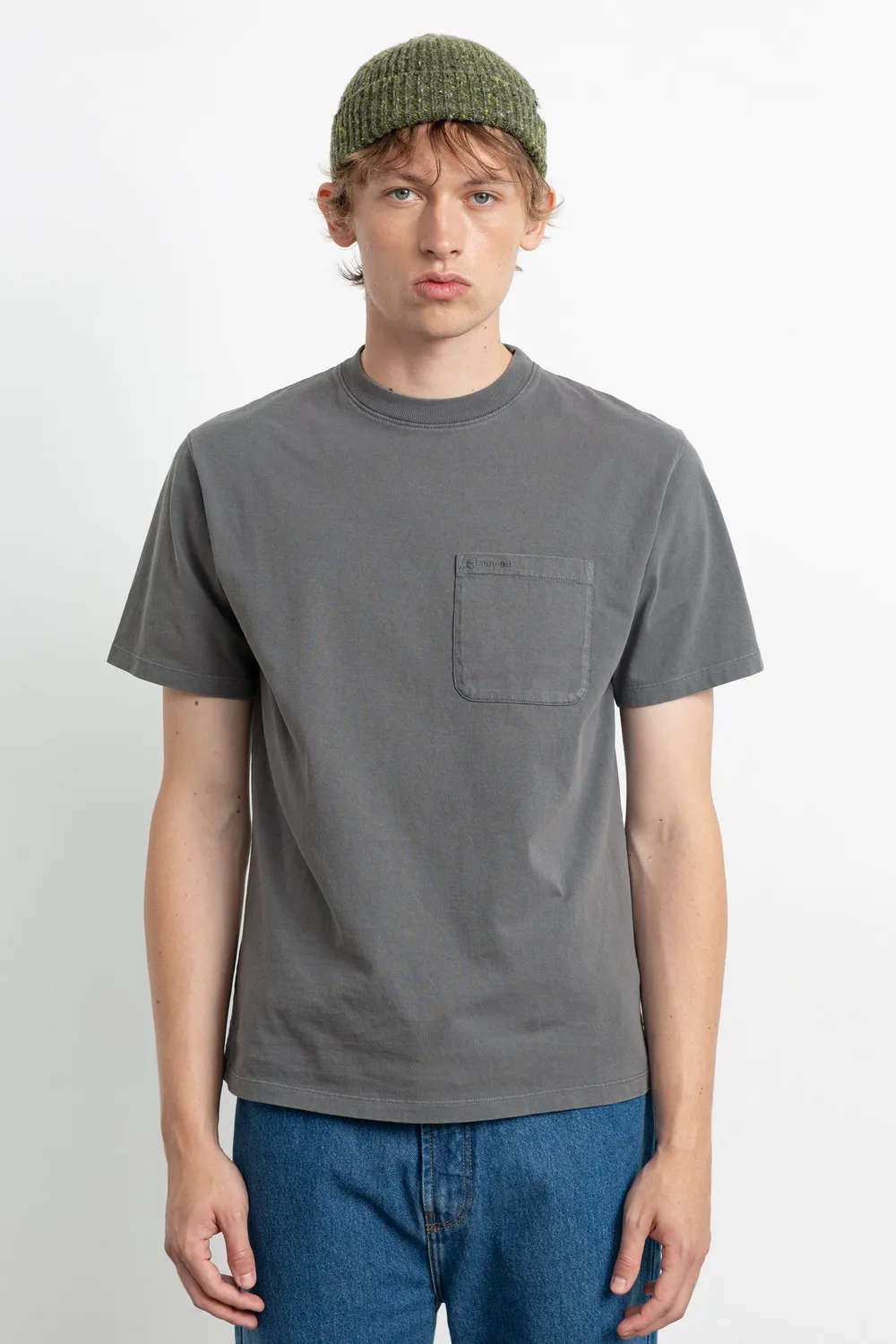 Edmmond Studios Mini Logo t-shirt gris coton stonewash