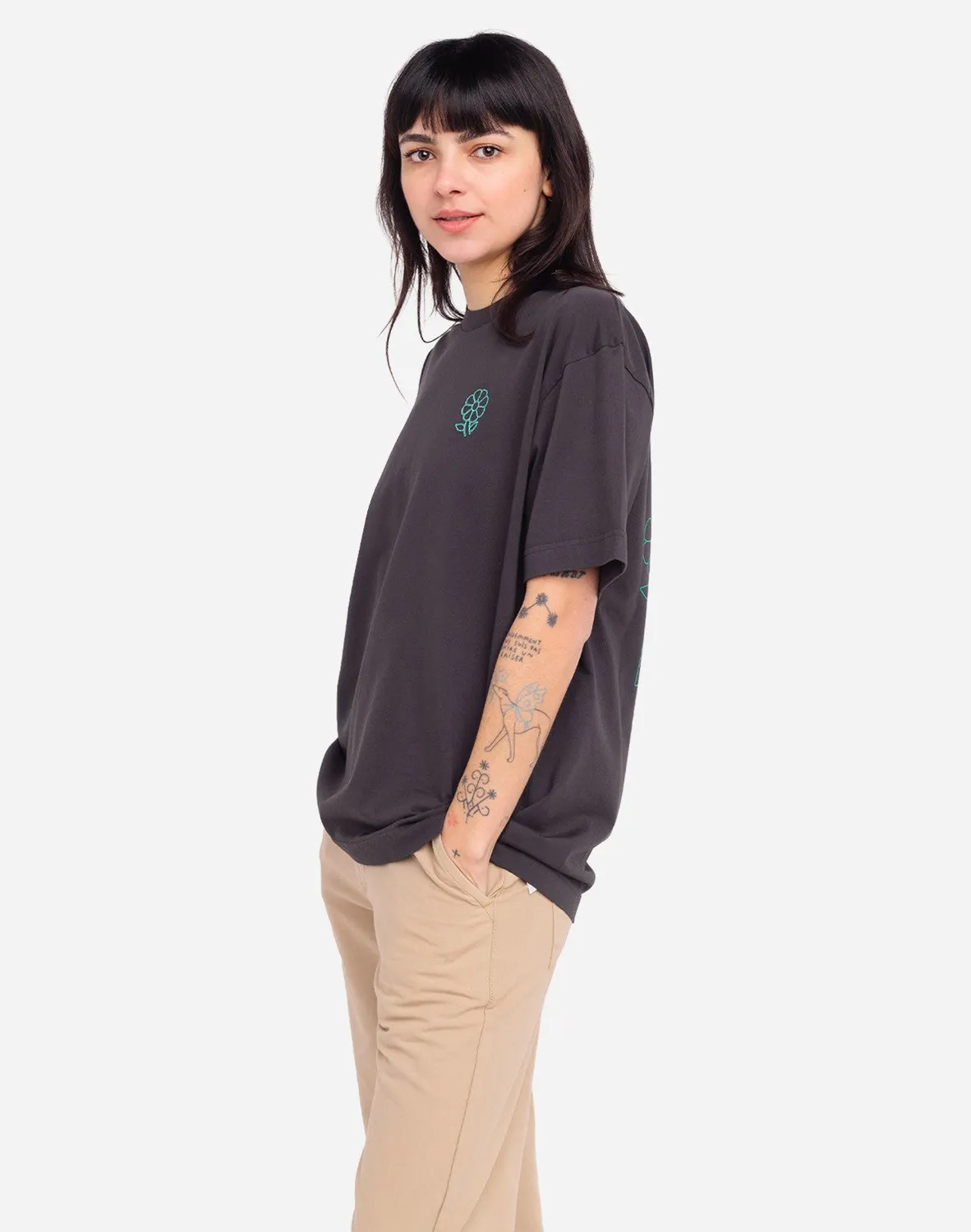 Olow Simple Life t-shirt ample noir carbone coton GOTS