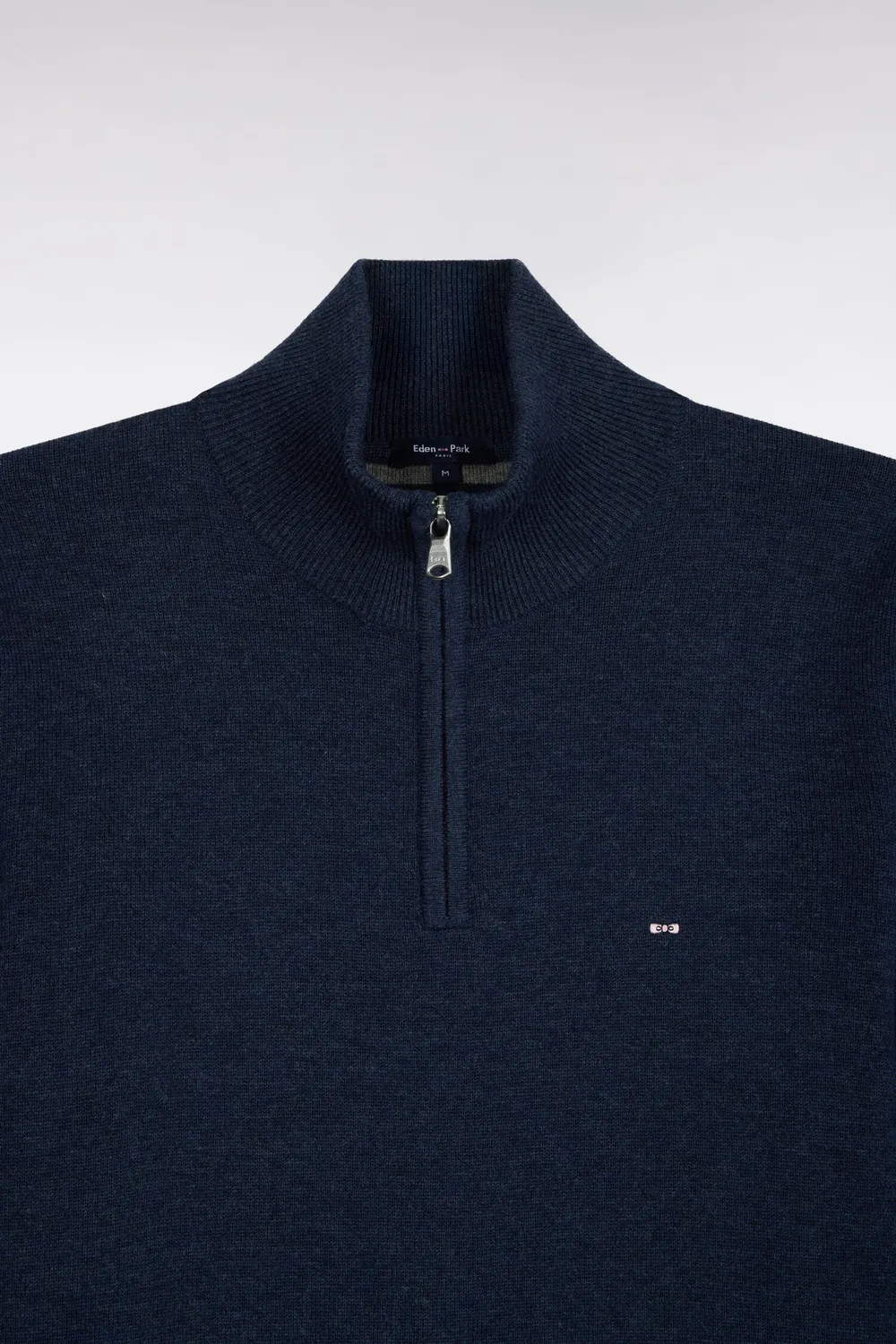 Eden Park pull col camionneur bleu laine coton coupe droite