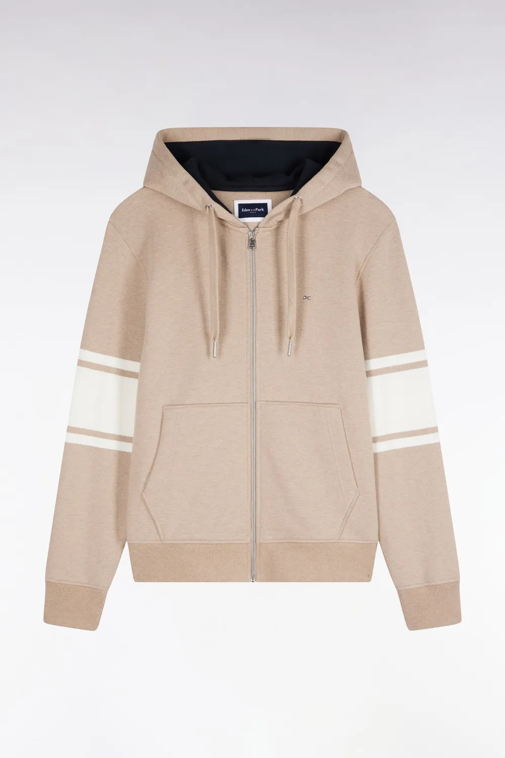 Eden Park sweat capuche zippé molleton beige