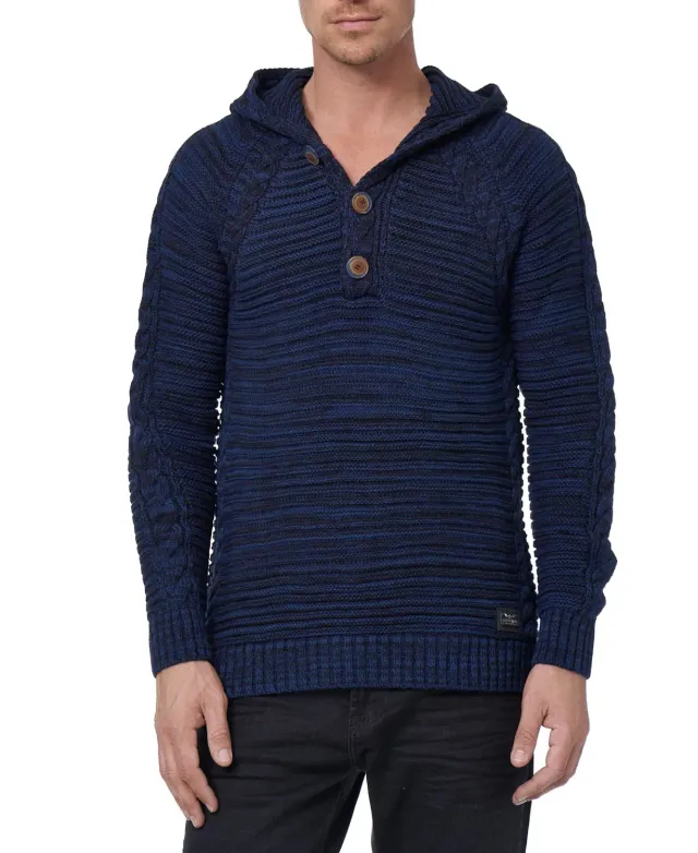 Subliminal Mode BX290 pull homme capuche noir grosse maille