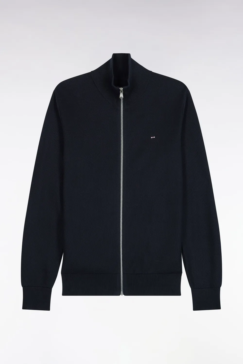 Eden Park Cardigan Zippé Coton Nid d'Abeille Marine Homme