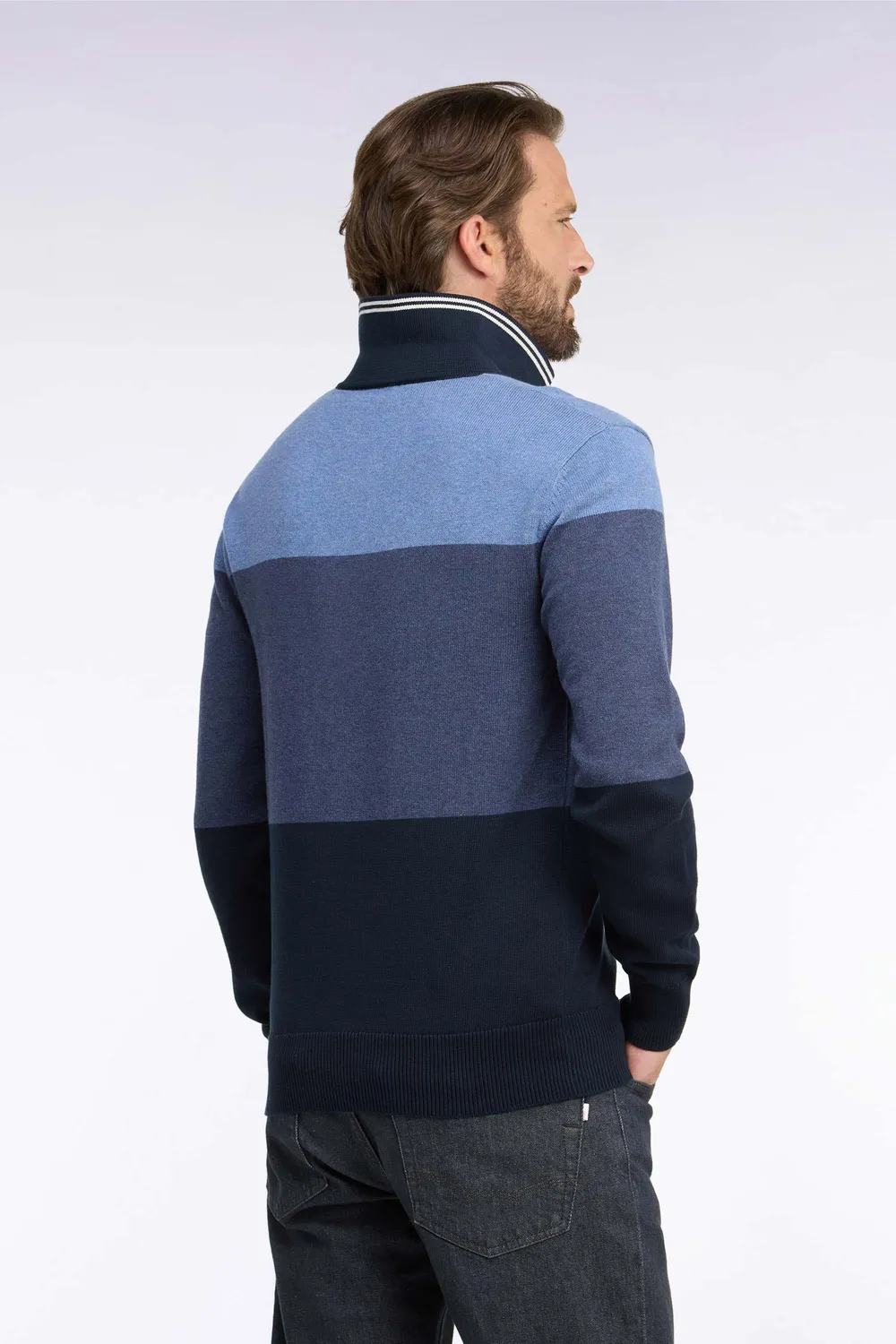 Eden Park Color Block pull marine tricolore coton col maillot