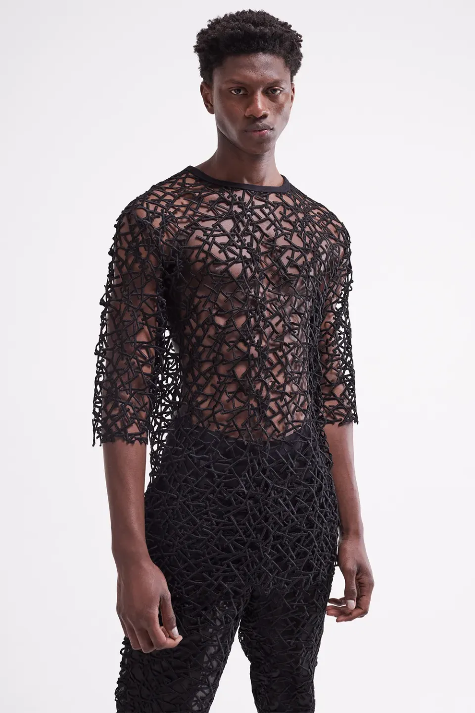 French Deal Mosaïk t-shirt guipure noire