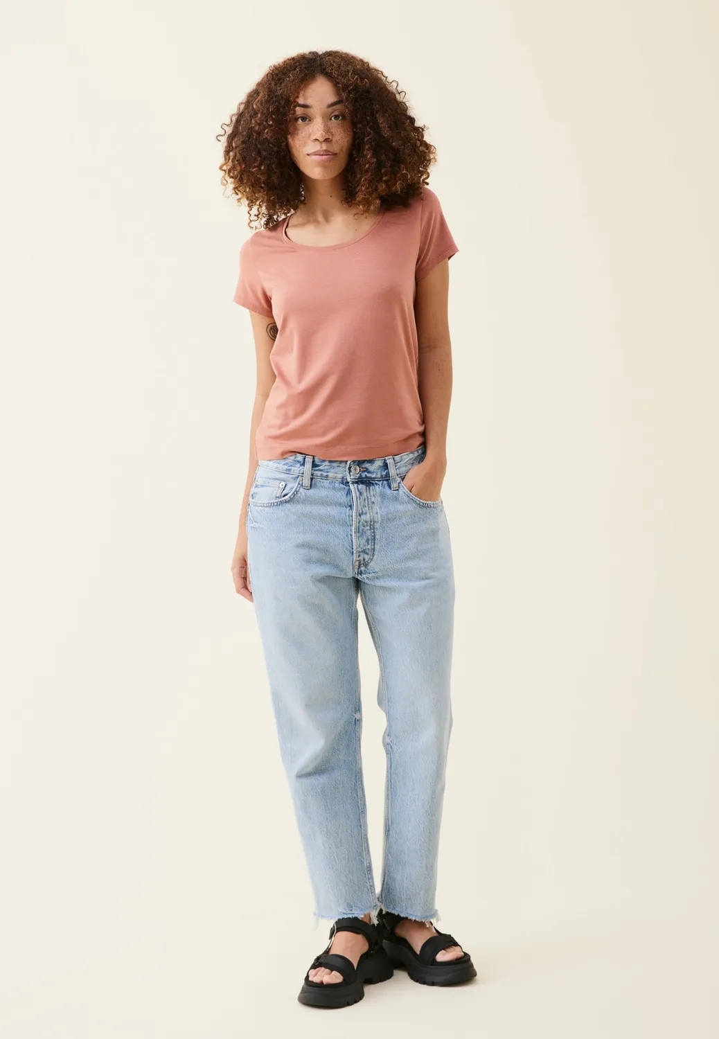 Loom Le t-shirt Tencel t-shirt kaki XS fluide