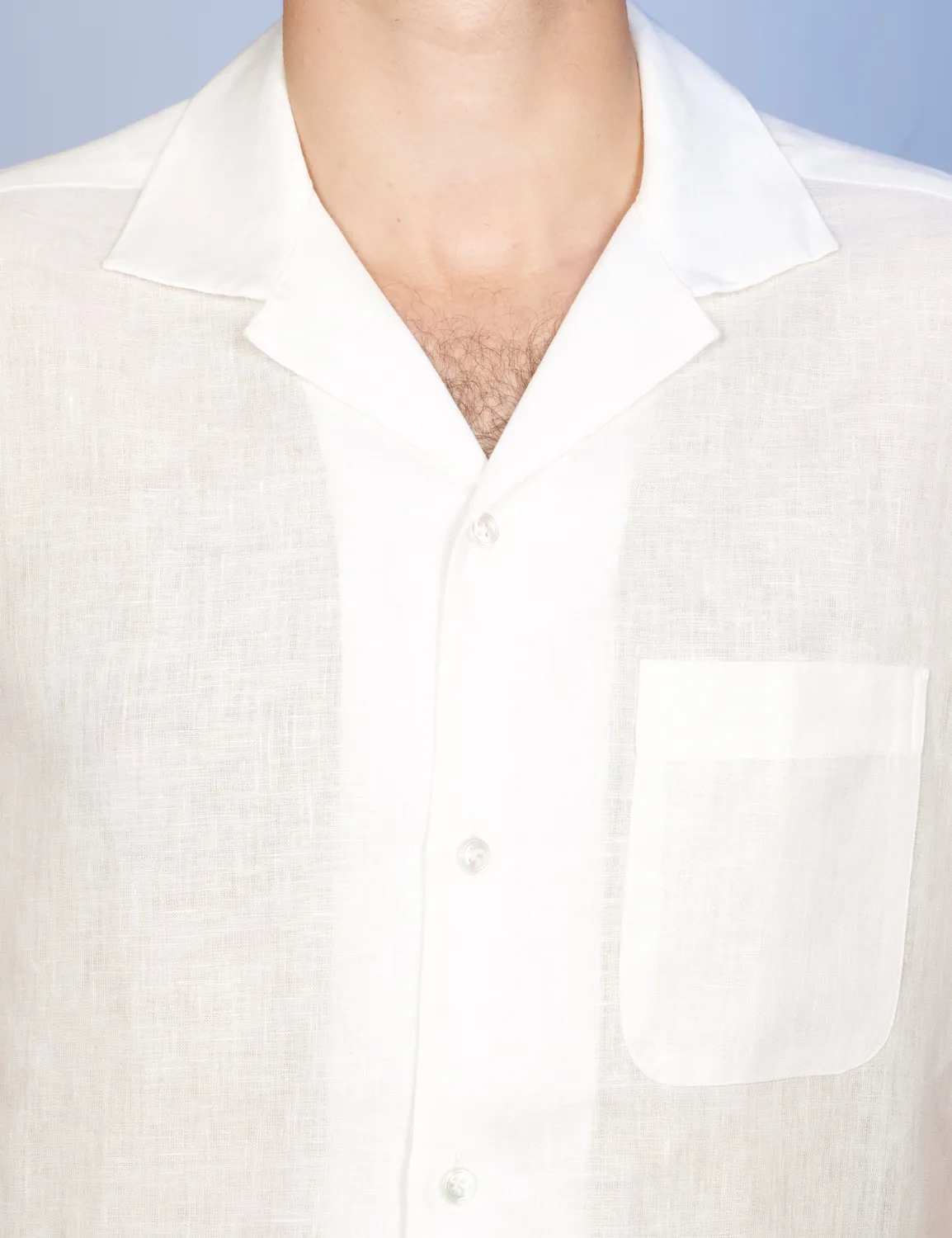 La Chemise Française Havane Blanche chemise col cubain lin