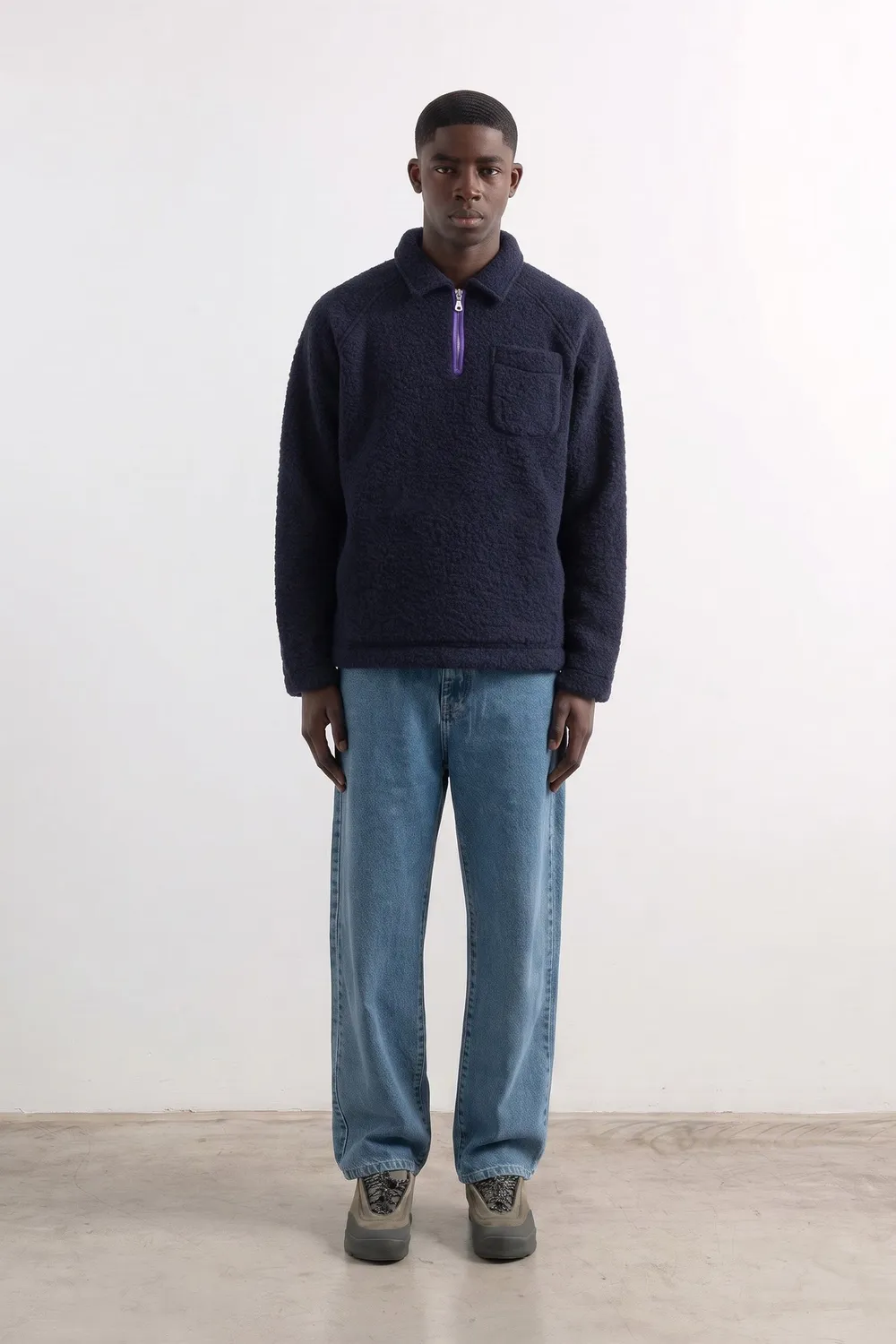 Edmmond Studios Unconventional Zip sweat marine polaire